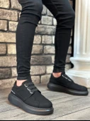 ET0302 Kalın Taban Bağcıksız Tarz Casual Siyah Siyah Erkek Ayakkabı - 2
