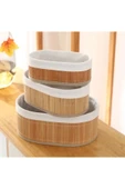 Lumisa Home Düzenleyici Oval Bambu 3'lü Sepet - Bej - 1
