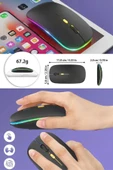 Tiffany Siyah Kablosuz Wireless 2.4g Bluetooth Sessiz Mouse Şarj Edilebilir Rgb Renkli Ergonomik Tasarımlı - 2