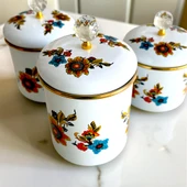 Glore Lorena Beyaz Emaye 3'lü Kavanoz - Baharatlık Takımı thumbnail 5