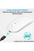Tiffany Beyaz Kablosuz Wireless 2.4g Bluetooth Sessiz Mouse Şarj Edilebilir Rgb Renkli Ergonomik Tasarımlı - 1