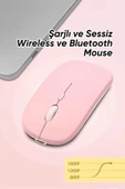 Tiffany Pembe Kablosuz Wireless 2.4g Bluetooth Sessiz Mouse Şarj Edilebilir Rgb Renkli Ergonomik Tasarımlı - 1
