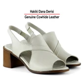 Erkan Saçmacı Saules Vizon Hakiki Dana Derisi Kesik Detaylı Lastik Bantlı Kalın Topuklu Sandalet - 4