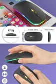 Tiffany Pembe Kablosuz Wireless 2.4g Bluetooth Sessiz Mouse Şarj Edilebilir Rgb Renkli Ergonomik Tasarımlı - 5