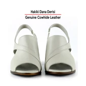 Erkan Saçmacı Saules Vizon Hakiki Dana Derisi Kesik Detaylı Lastik Bantlı Kalın Topuklu Sandalet - 3