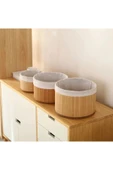 Lumisa Home Bambu Sepet Çok Amaçlı Kullanım Yuvarlak Bambu Hasır Sepet - 1