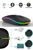 Tiffany Siyah Kablosuz Wireless 2.4g Bluetooth Sessiz Mouse Şarj Edilebilir Rgb Renkli Ergonomik Tasarımlı - 3