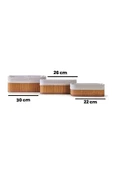 Lumisa Home Bambu Naturel 3'lü Düzenleyici Organizer Sepet Seti / Banyo,Makyaj Düzenleyici / Çok Amaçlı Sepet - 2