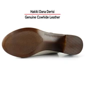 Erkan Saçmacı Saules Vizon Hakiki Dana Derisi Kesik Detaylı Lastik Bantlı Kalın Topuklu Sandalet - 5