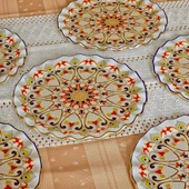 Glore  Orient Altın Yaldızlı Cam Pasta Tabağı Seti - 3
