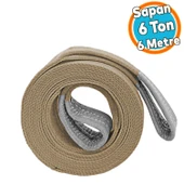 Yük Kaldırma Sapan Polyester Spanzet 6 Ton 6 Metre Kahve Sağlam Taşıma İndirme Araç Çekme Halat - 1