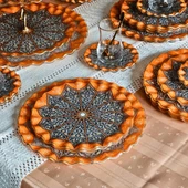 Glore Carpi Şeffaf Altın Yaldızlı 6 Kişilik 32 Parça Pasta Çay İkram Takımı - 3