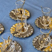 Glore Vintage Altın Yaldızlı Çay Bardağı Seti - 1