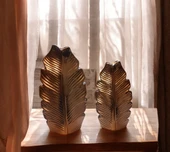 kırılmaz polyester,2 lü yaprak desenli biblo vazo thumbnail 1