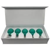 Silikon Vakumlu Cam Yüz Masaj Kupası 5’li Set Yeşil Renk thumbnail 1