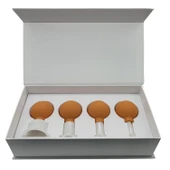 Silikon Vakumlu Yeşim Taş Jade Yüz Masaj Kupası 4’lü Set Turuncu Renk thumbnail 1