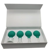 Silikon Vakumlu Yeşim Taş Jade Yüz Masaj Kupası 4’lü Set Yeşil Renk thumbnail 1