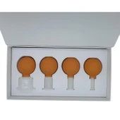 Silikon Vakumlu Yeşim Taş Jade Yüz Masaj Kupası 4’lü Set Turuncu Renk thumbnail 2