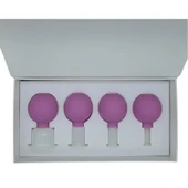 Silikon Vakumlu Yeşim Taş Jade Yüz Masaj Kupası 4’lü Set Mor Renk - 2