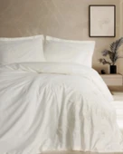 Cotton Box 3D Nakışlı Çift Kişilik Saten Nevresim Takımı Chic Ekru thumbnail 1