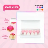 Silikon Vakumlu Cam Yüz Masaj Kupası 5'li Set Pembe - 1