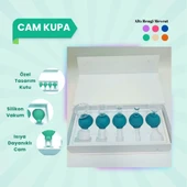 Silikon Vakumlu Cam Yüz Masaj Kupası 5'li Set Yeşil - 1