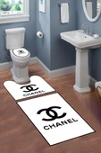 Yıkanabilir Kaymaz Tabanlı Dekoratif Desenli 3 Lü Klozet Takımı Banyo Paspas Seti SİYAH-BEYAZ #VALUE! - 1