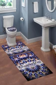 Yıkanabilir Kaymaz Tabanlı Dekoratif Desenli 3 Lü Klozet Takımı Banyo Paspas Seti RENKLİ #VALUE! - 1