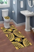Yıkanabilir Kaymaz Dot Tabanlı Dekoratif Desenli 3'lü Klozet Takımı Banyo Paspas Seti Gold #VALUE! - 1