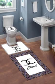 Yıkanabilir Kaymaz Tabanlı Dekoratif Desenli 3 Lü Klozet Takımı Banyo Paspas Seti RENKLİ #VALUE! - 1