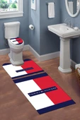 Yıkanabilir Kaymaz Dot Tabanlı Dekoratif Desenli 3'lü Klozet Takımı Banyo Paspas Seti RENKLİ #VALUE! - 1