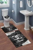 Yıkanabilir Kaymaz Tabanlı Dekoratif Desenli 3 Lü Klozet Takımı Banyo Paspas Seti SİYAH-GRİ #VALUE! - 1