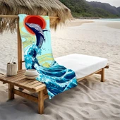 Balina Retro Desenli Plaj Deniz Havlusu Peştemal 80x160 CM VTA12 RENKLİ 80 X 160 - 1