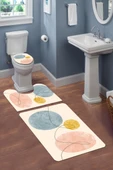 Yıkanabilir Kaymaz Tabanlı Modern Desenli 3'lü Klozet Takımı Banyo Paspas Seti RENKLİ #VALUE! - 1