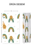 Dijital Baskı Yıkanabilir Gökkuşağı Desenli 2 Kanat Bebek ve Çocuk Odası Fon Perdesi RENKLİ 140 X 270 - 2