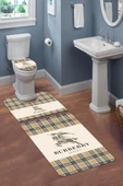 Yıkanabilir Kaymaz Tabanlı Dekoratif Desenli 3'lü Klozet Takımı Banyo Paspas Seti RENKLİ #VALUE! - 1