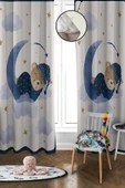 Dijital Baskı Yıkanabilir Ayıcık Desenli 2 Kanat Bebek ve Çocuk Odası Fon Perdesi RENKLİ 140 X 270 - 1
