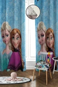 Dijital Baskı Yıkanabilir Elsa Desenli 2 Kanat Bebek ve Çocuk Odası Fon Perdesi RENKLİ 140 X 270 - 1