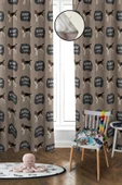 Dijital Baskı Yıkanabilir Köpek Desenli 2 Kanat Bebek ve Çocuk Odası Fon Perdesi RENKLİ 140 X 270 - 1