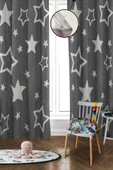 Dijital Baskı Yıkanabilir Yıldız Desenli 2 Kanat Bebek ve Çocuk Odası Fon Perdesi RENKLİ 140 X 270 - 1