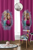 Dijital Baskı Yıkanabilir Elsa Desenli 2 Kanat Bebek ve Çocuk Odası Fon Perdesi RENKLİ 140 X 270 - 1