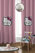 Dijital Baskı Yıkanabilir Hello Kitty Desenli 2 Kanat Bebek ve Çocuk Odası Fon Perdesi RENKLİ 140 X 270 - 1