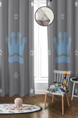 Dijital Baskı Yıkanabilir Yıldız Desenli 2 Kanat Bebek ve Çocuk Odası Fon Perdesi RENKLİ 140 X 270 - 1