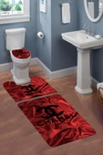 Yıkanabilir Kaymaz Tabanlı Modern Desenli 3'lü Klozet Takımı Banyo Paspas Seti RENKLİ #VALUE! - 1