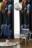 Dijital Baskı Yıkanabilir Uzay Desenli 2 Kanat Bebek ve Çocuk Odası Fon Perdesi RENKLİ 140 X 270 - 1