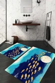 Dijital Baskı Kaymaz Taban Yıkanabilir 2'li Banyo Paspas Takımı RENKLİ #VALUE! - 1