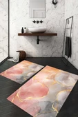 Dijital Baskı Kaymaz Taban Yıkanabilir 2'li Banyo Paspas Takımı RENKLİ #VALUE! - 1