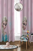 Dijital Baskı Yıkanabilir Elsa Desenli 2 Kanat Bebek ve Çocuk Odası Fon Perdesi RENKLİ 140 X 270 - 1