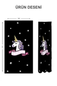 Dijital Baskı Yıkanabilir Unicorn Desenli 2 Kanat Bebek ve Çocuk Odası Fon Perdesi RENKLİ 140 X 270 - 2