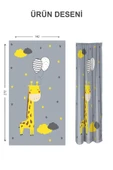 Dijital Baskı Yıkanabilir Zürafa Desenli 2 Kanat Bebek ve Çocuk Odası Fon Perdesi RENKLİ 140 X 270 - 2